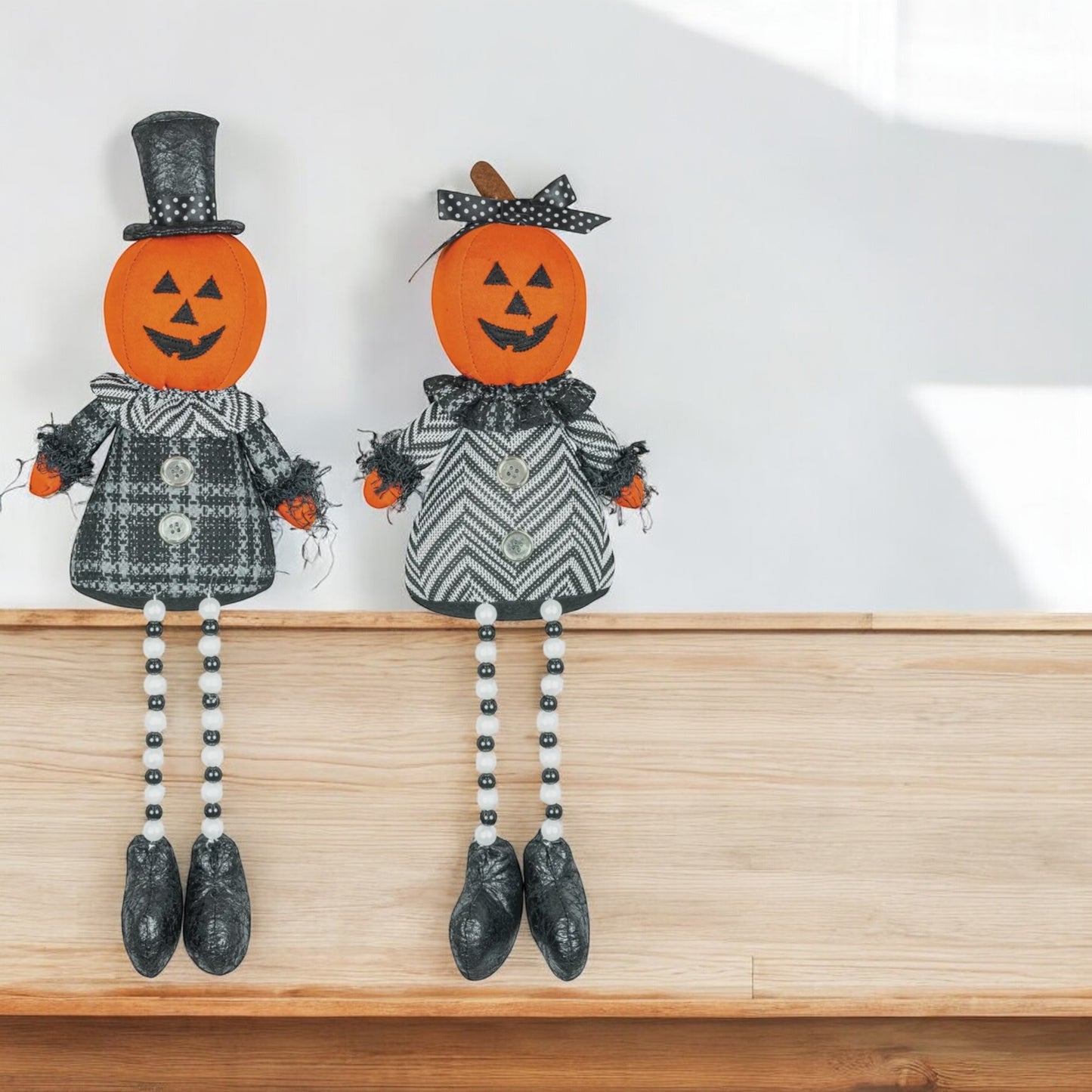 Midnight Pumpkin Beaded Leg Shelf Sitters