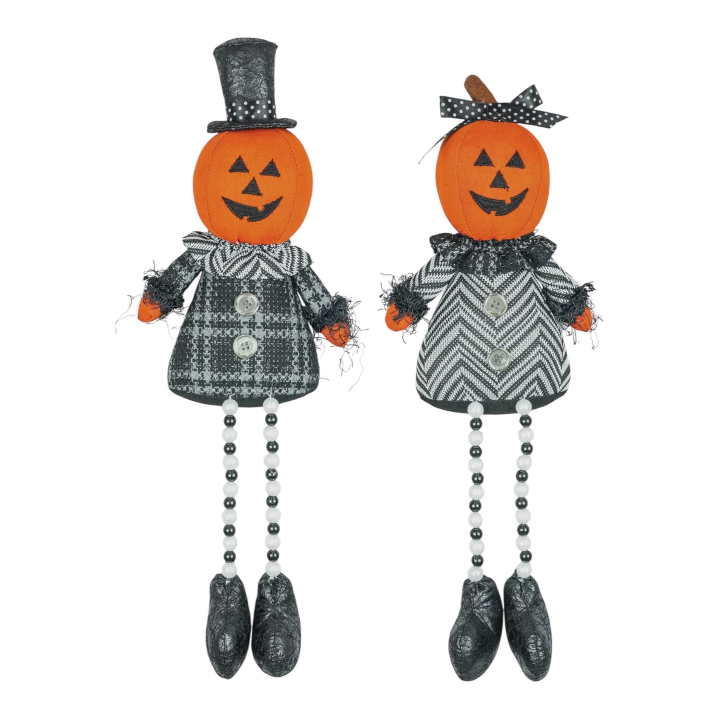 Midnight Pumpkin Beaded Leg Shelf Sitters