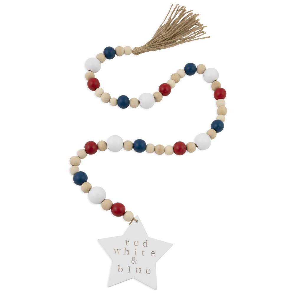 36" Americana Red White & Blue Star Beads