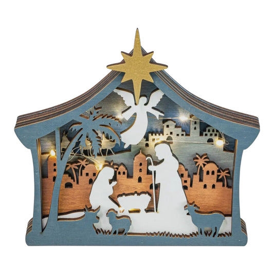 Wooden North Star Nativity LED Tabletop Decor