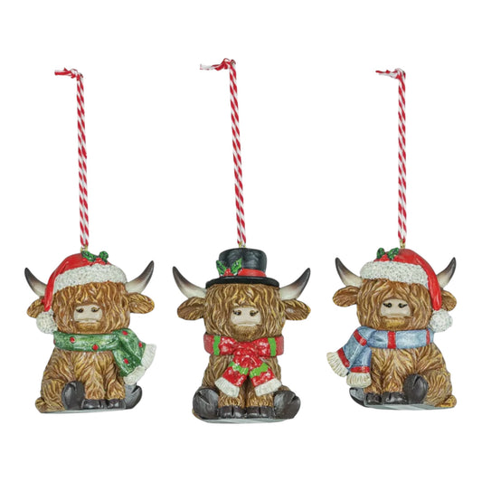 Holiday Highland Cow Christmas Ornament